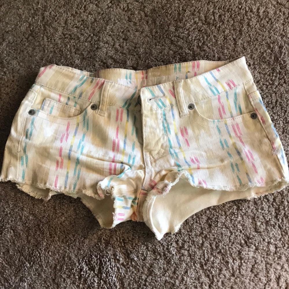 Patterned cotton/jean shorts